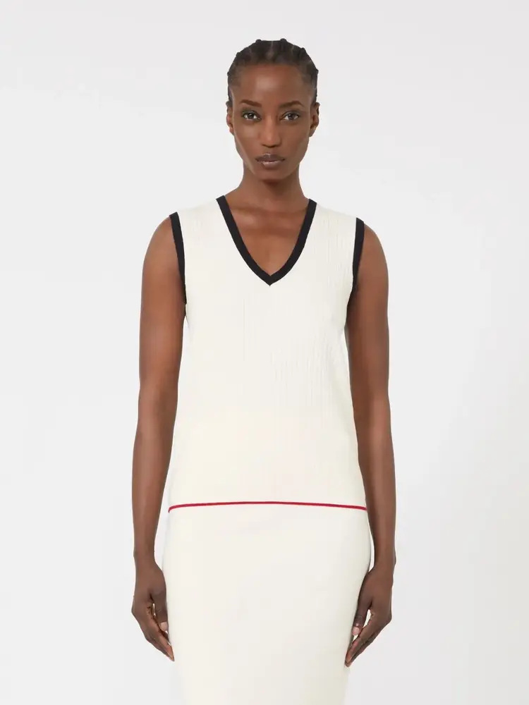 Max Mara Studio UMILE Top Blanc Bleu