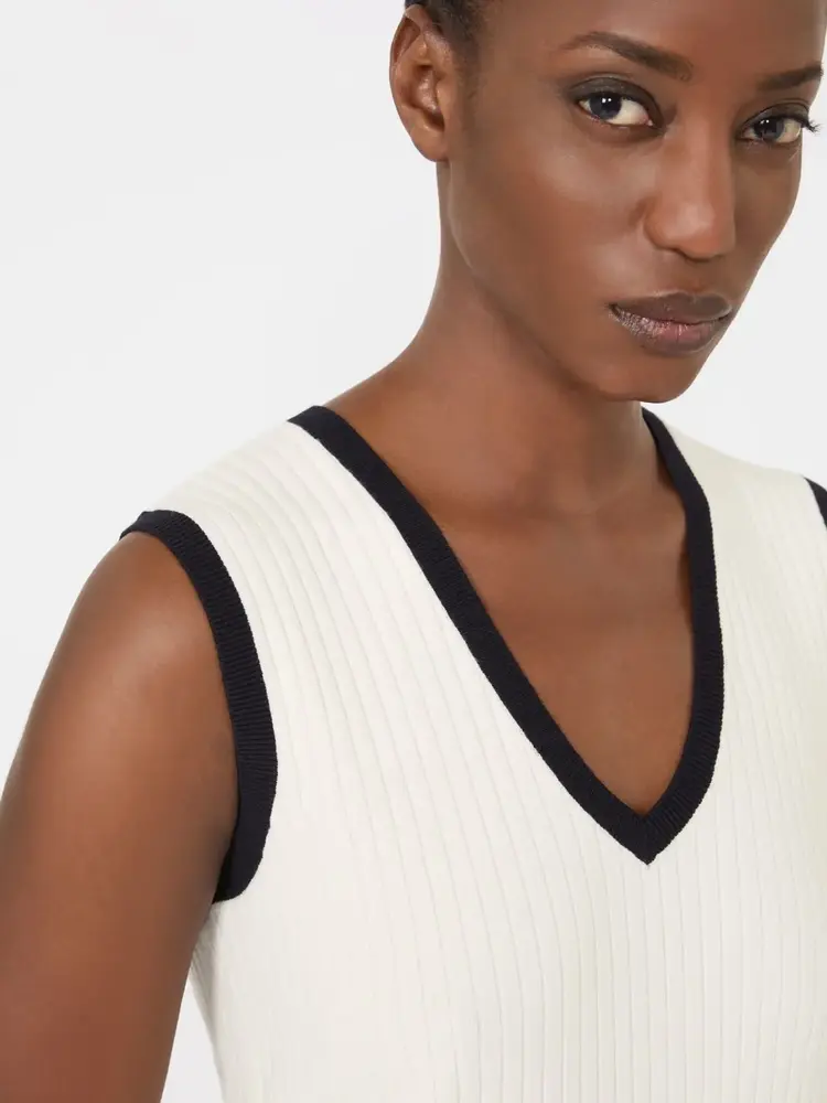 Max Mara Studio UMILE Top Blanc Bleu