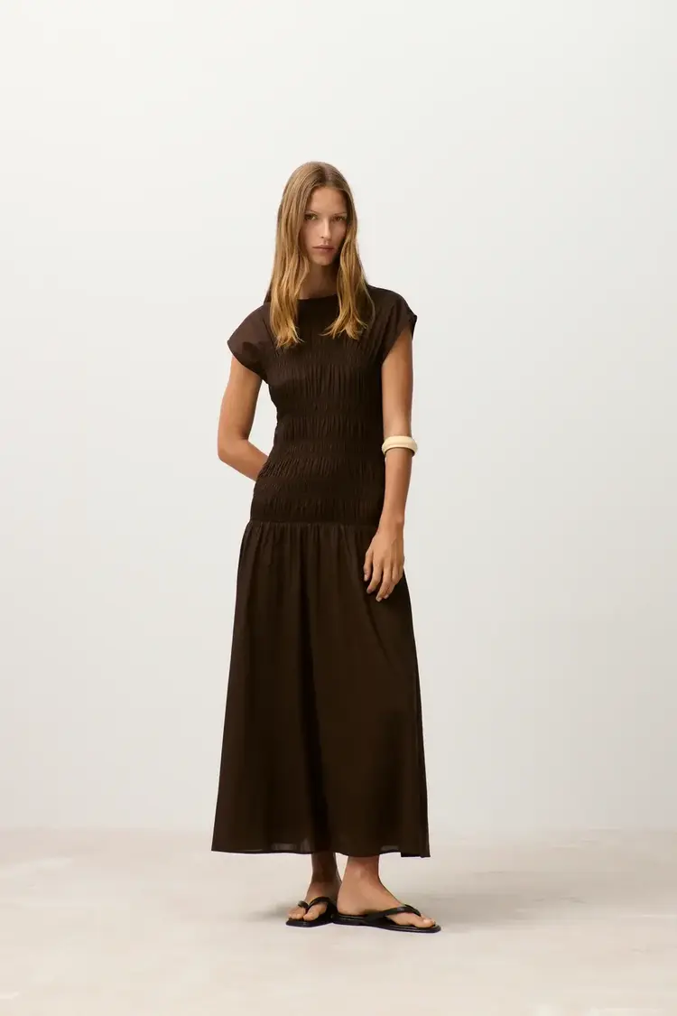 Closed SMOCKED Dress Maple Brown