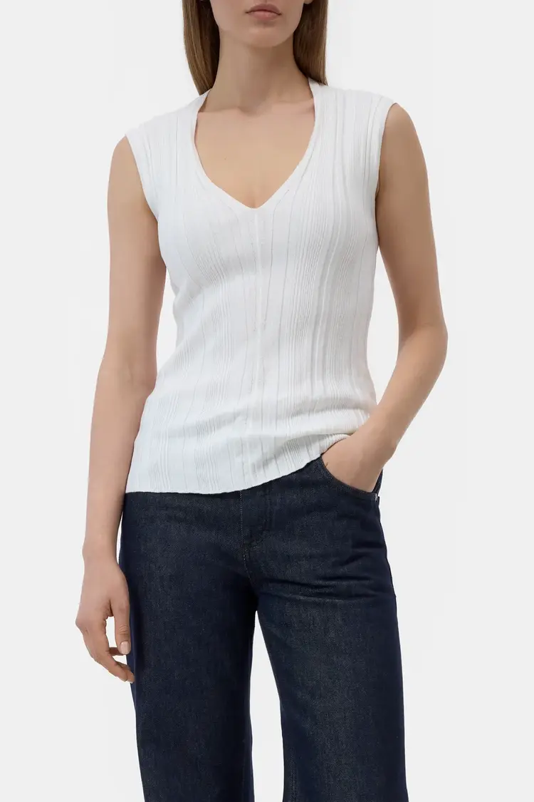 Closed C96720 V-Neck Top Ivory
