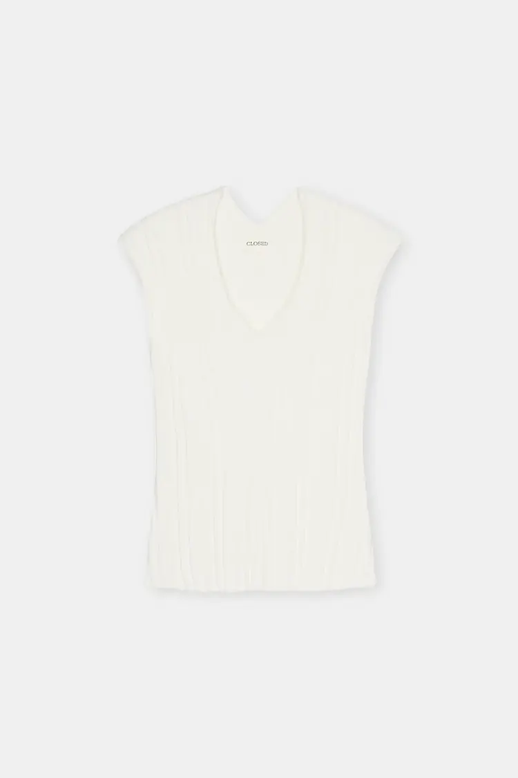 Closed C96720 V-Neck Top Ivory