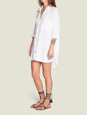 Maison Saint Julien MYKONOS Shirt Dress Off White-