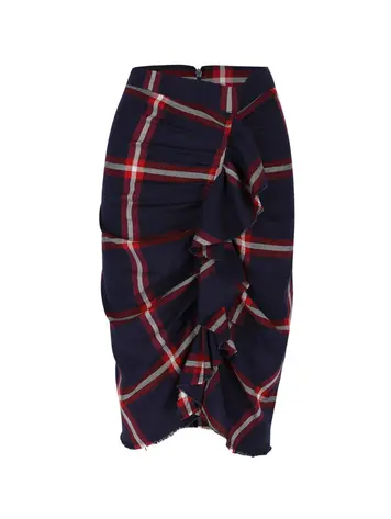 RAE Antwerp Paris Skirt Check Indigo Red