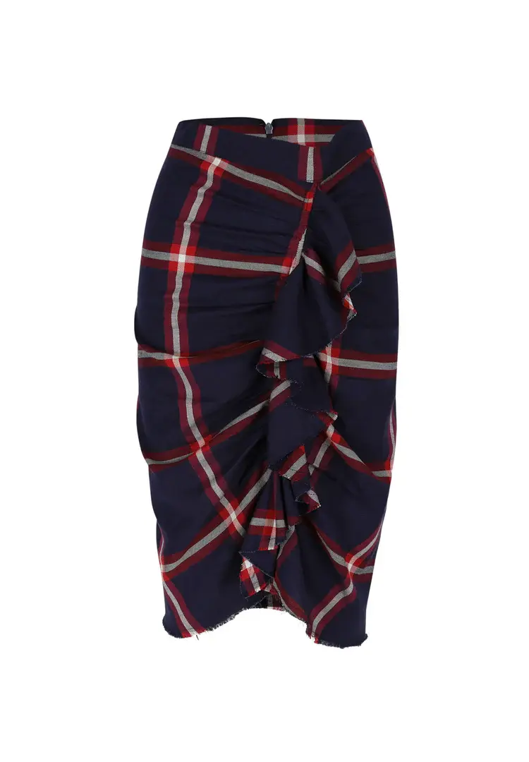 RAE Antwerp Paris Skirt Check Indigo Red