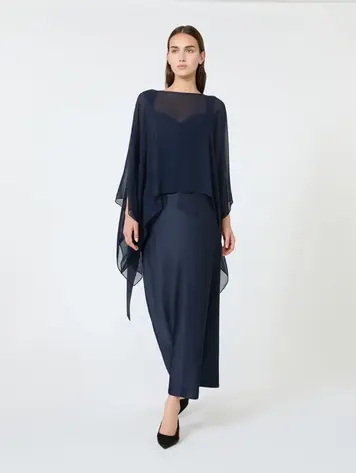Max Mara Studio NEBBIE Foulard Top Soie Navy