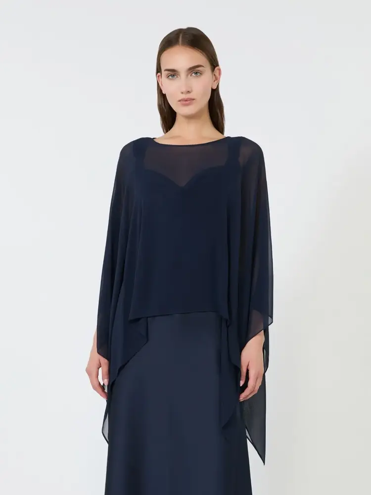 Max Mara Studio NEBBIE Foulard Top Soie Navy