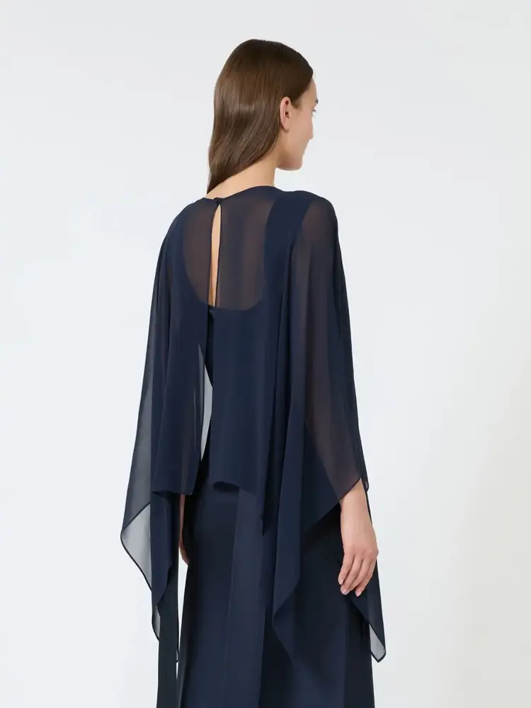 Max Mara Studio NEBBIE Foulard Top Soie Navy