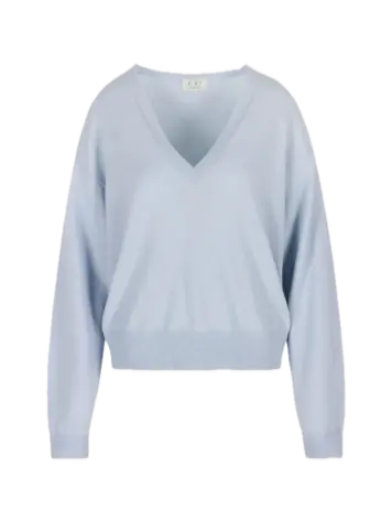 RAE Antwerp MELBOURNE V Neck Cashmere - Misty Blue