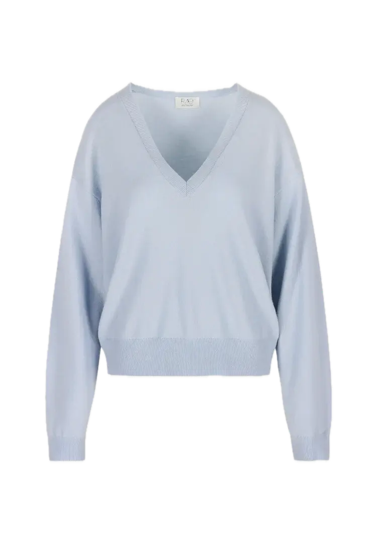 RAE Antwerp MELBOURNE V Neck Cashmere - Misty Blue