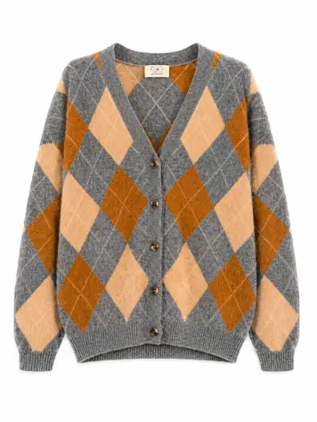 RAE Antwerp ARGYLE Cardigan - Grey Check