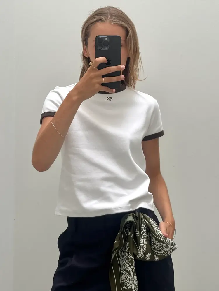 NOTED Antwerp DONNI Tshirt - White/Burgundy