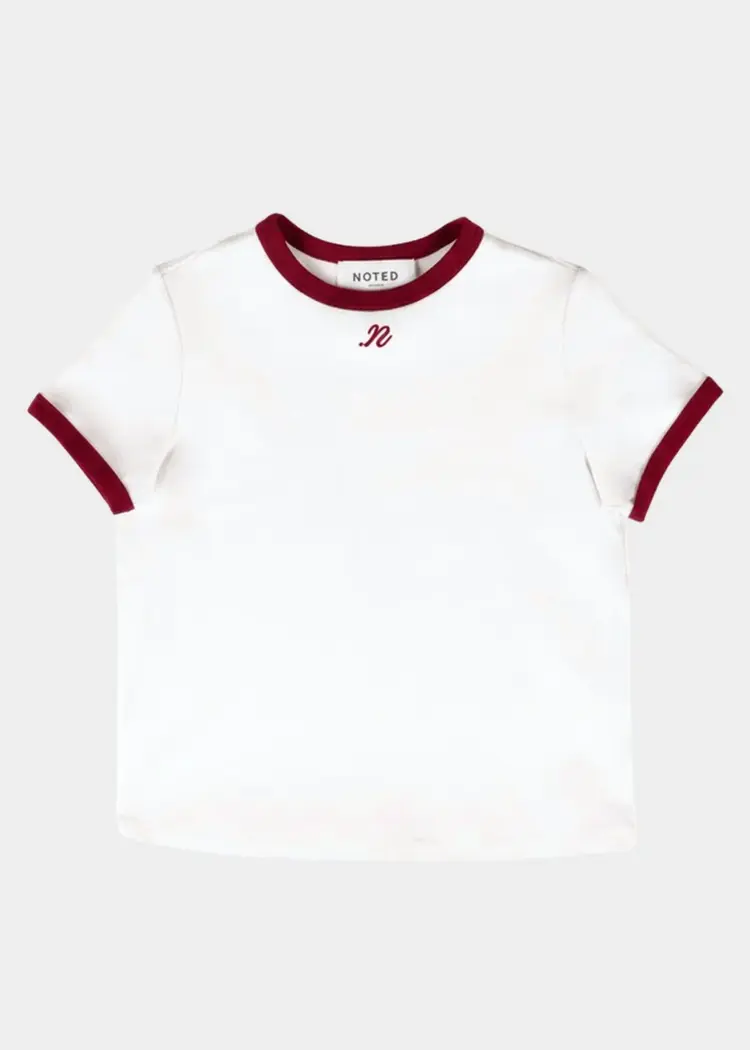NOTED Antwerp DONNI Tshirt - White/Burgundy