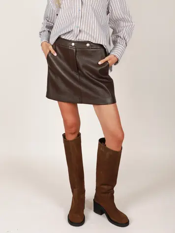 NOTED Antwerp DUA Mini Skirt - Brown Leather