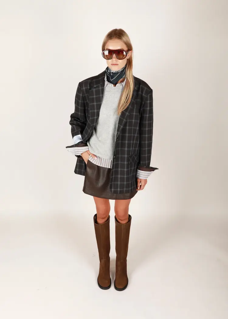 NOTED Antwerp DUA Mini Skirt - Brown Leather