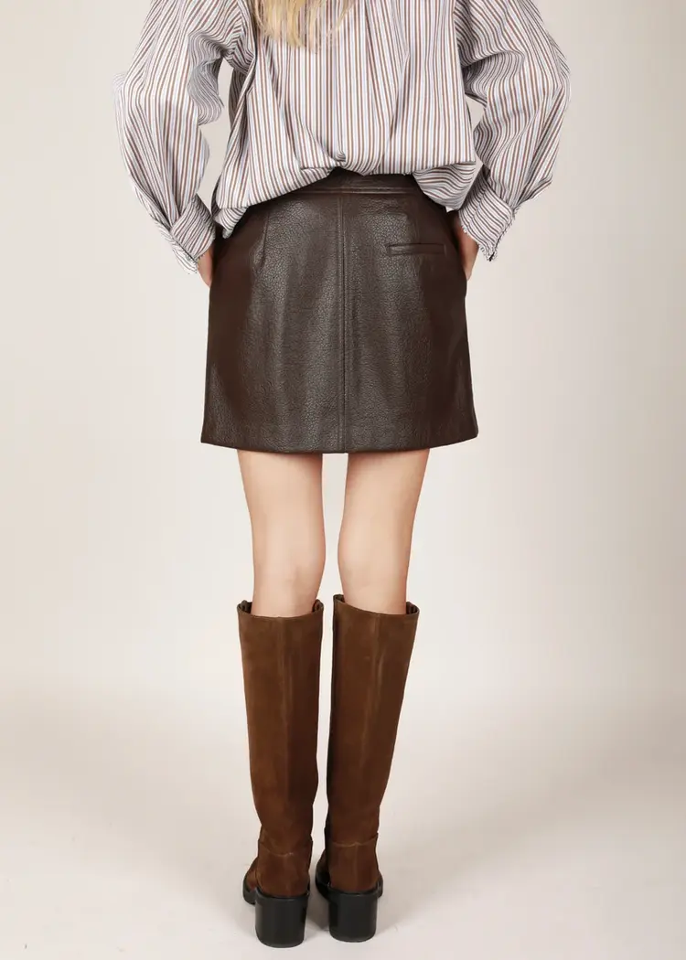 NOTED Antwerp DUA Mini Skirt - Brown Leather