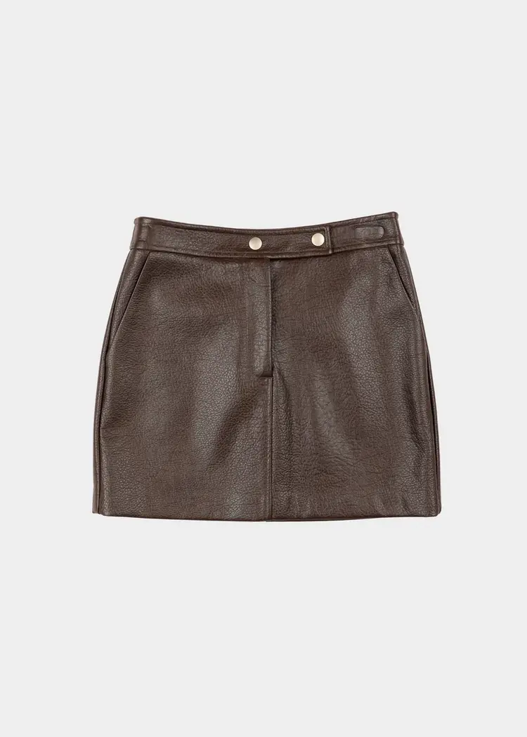 NOTED Antwerp DUA Mini Skirt - Brown Leather