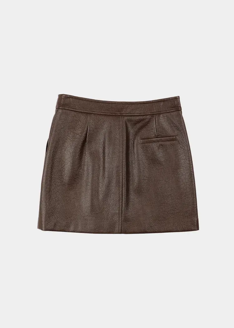 NOTED Antwerp DUA Mini Skirt - Brown Leather