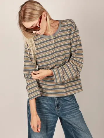 NOTED Antwerp DONNE Longsleeve Khaki Stripe