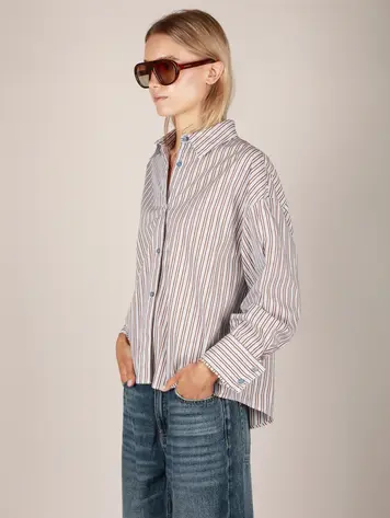 NOTED Antwerp ANNI Shirt Blue/Brown Stripe