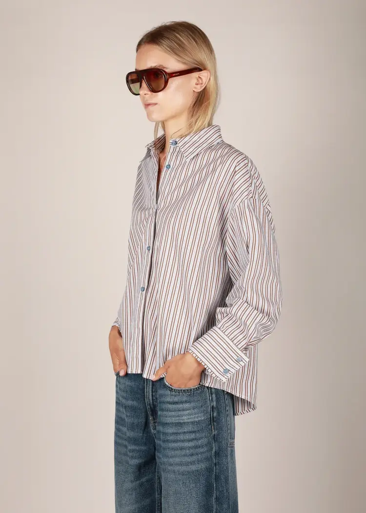 NOTED Antwerp ANNI Shirt Blue/Brown Stripe