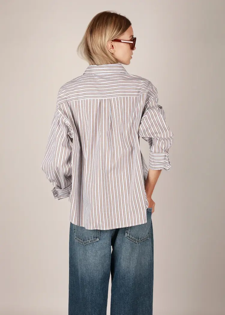 NOTED Antwerp ANNI Shirt Blue/Brown Stripe