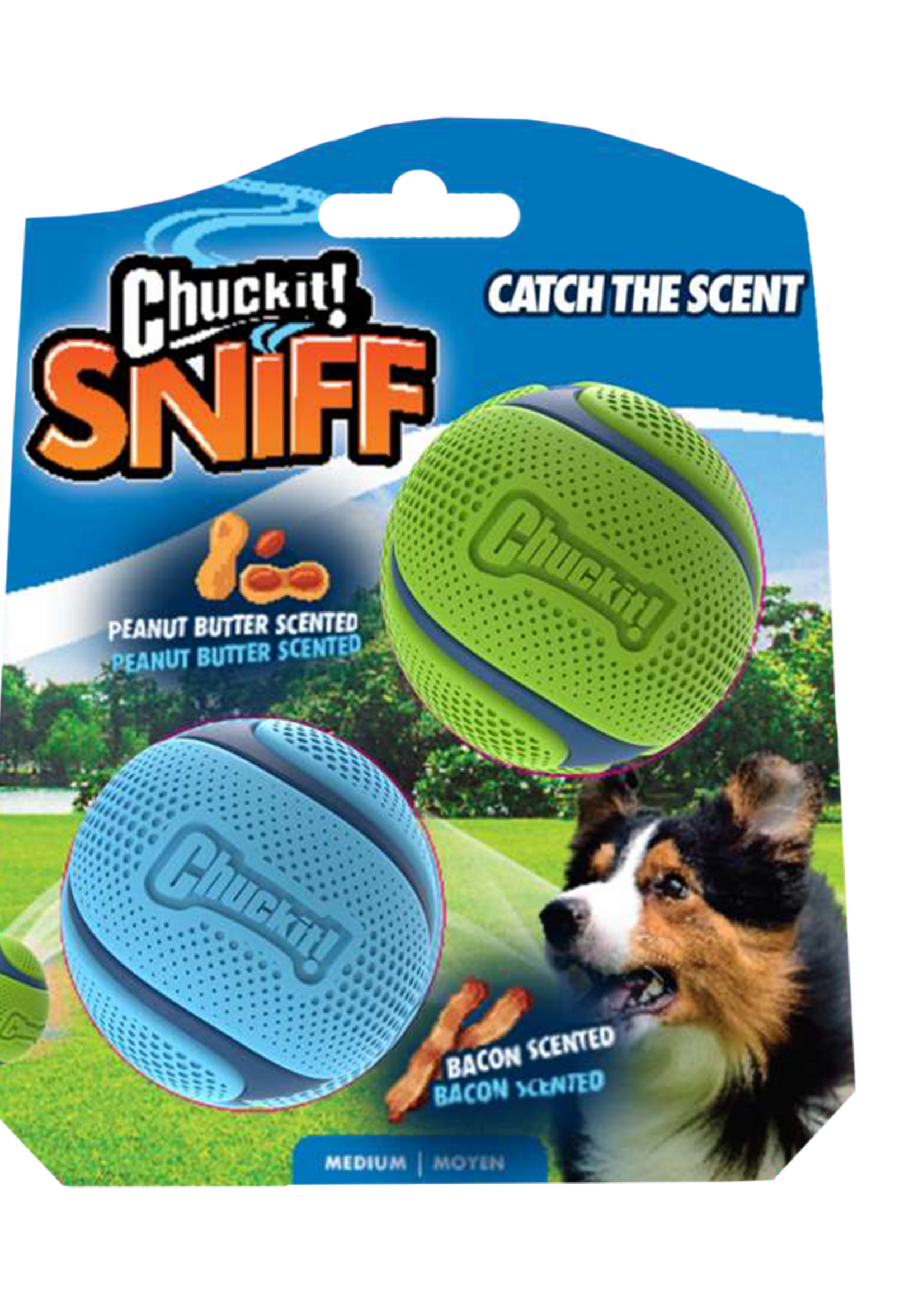 Chuckit! Chuckit! Sniff Fetch Ball Bacon & Peanut Butter M 2-pack