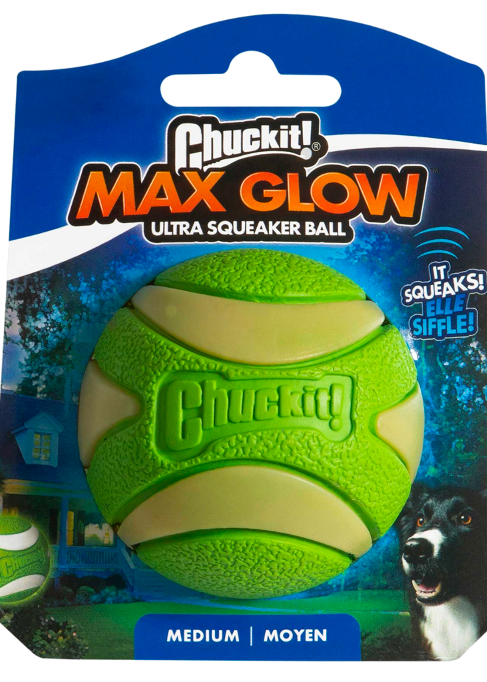 Chuckit! Chuckit! Max Glow Ultra Squeaker Ball M