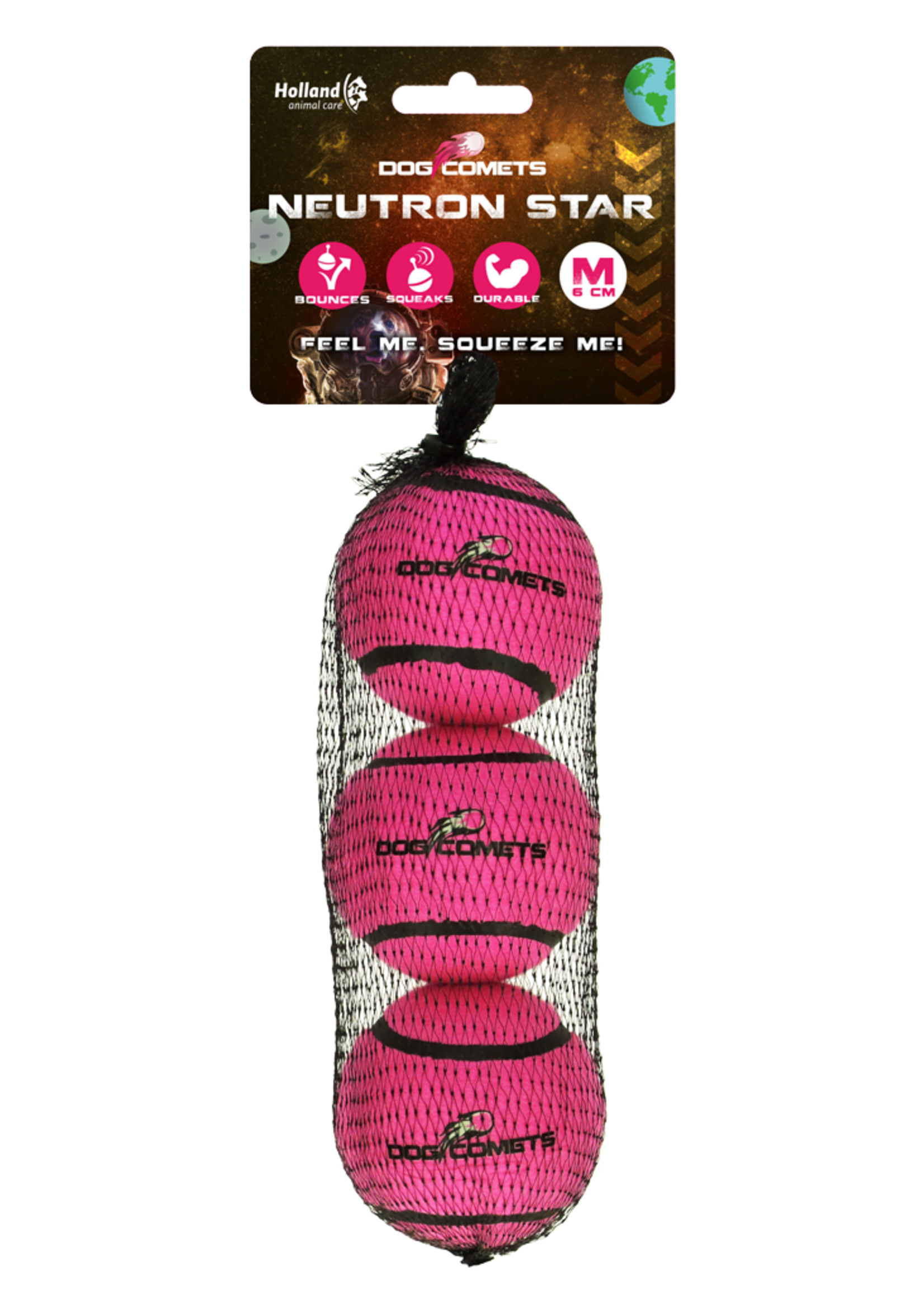 Dog Comets Dog Comets Tennisbal Met Pieper Neutron Star M Roze (3-pack)