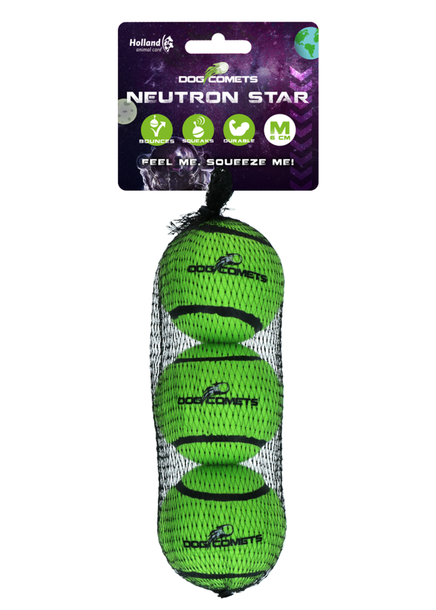 Dog Comets Dog Comets Tennisbal Met Pieper Neutron Star M Groen (3-pack)