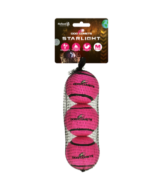 Dog Comets Dog Comets Tennisbal Starlight M Roze (3-pack)