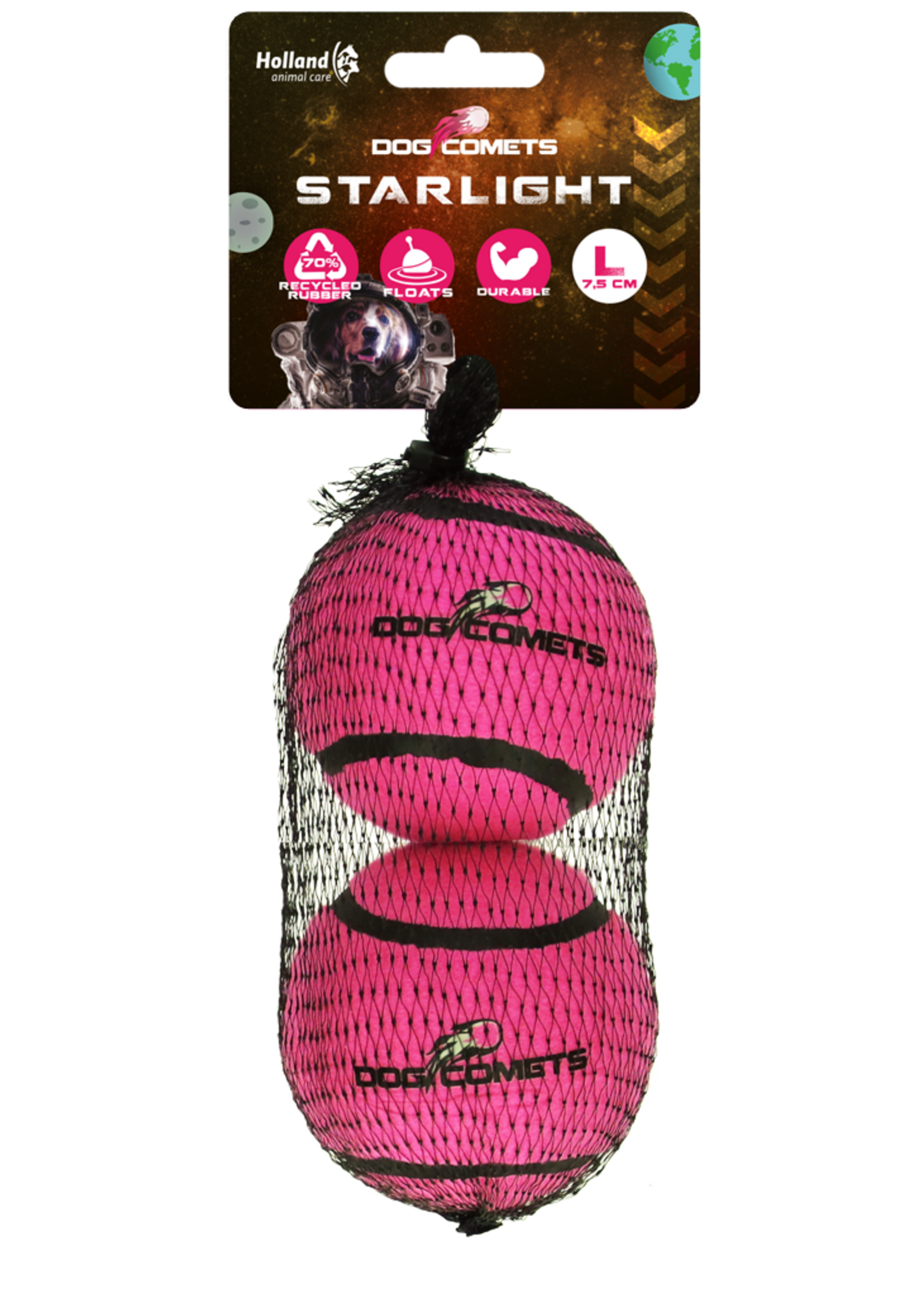 Dog Comets Dog Comets Tennisbal Starlight L Roze (2-pack)