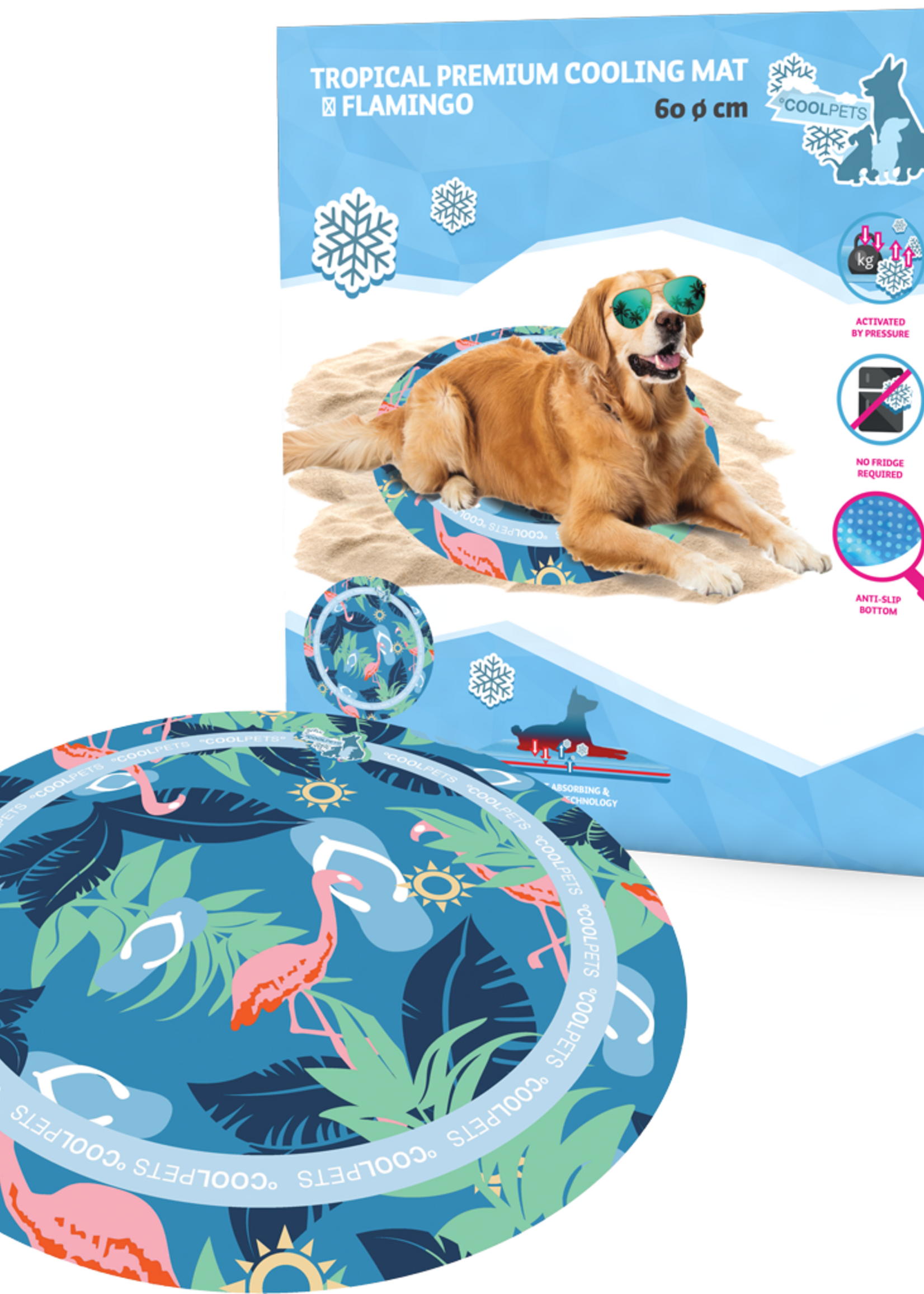 Coolpets CoolPets Tropical Premium Cooling Mat Flamingo