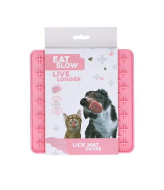 Eat Slow Live Longer Eat Slow Live Longer Lick Mat Cross Roze