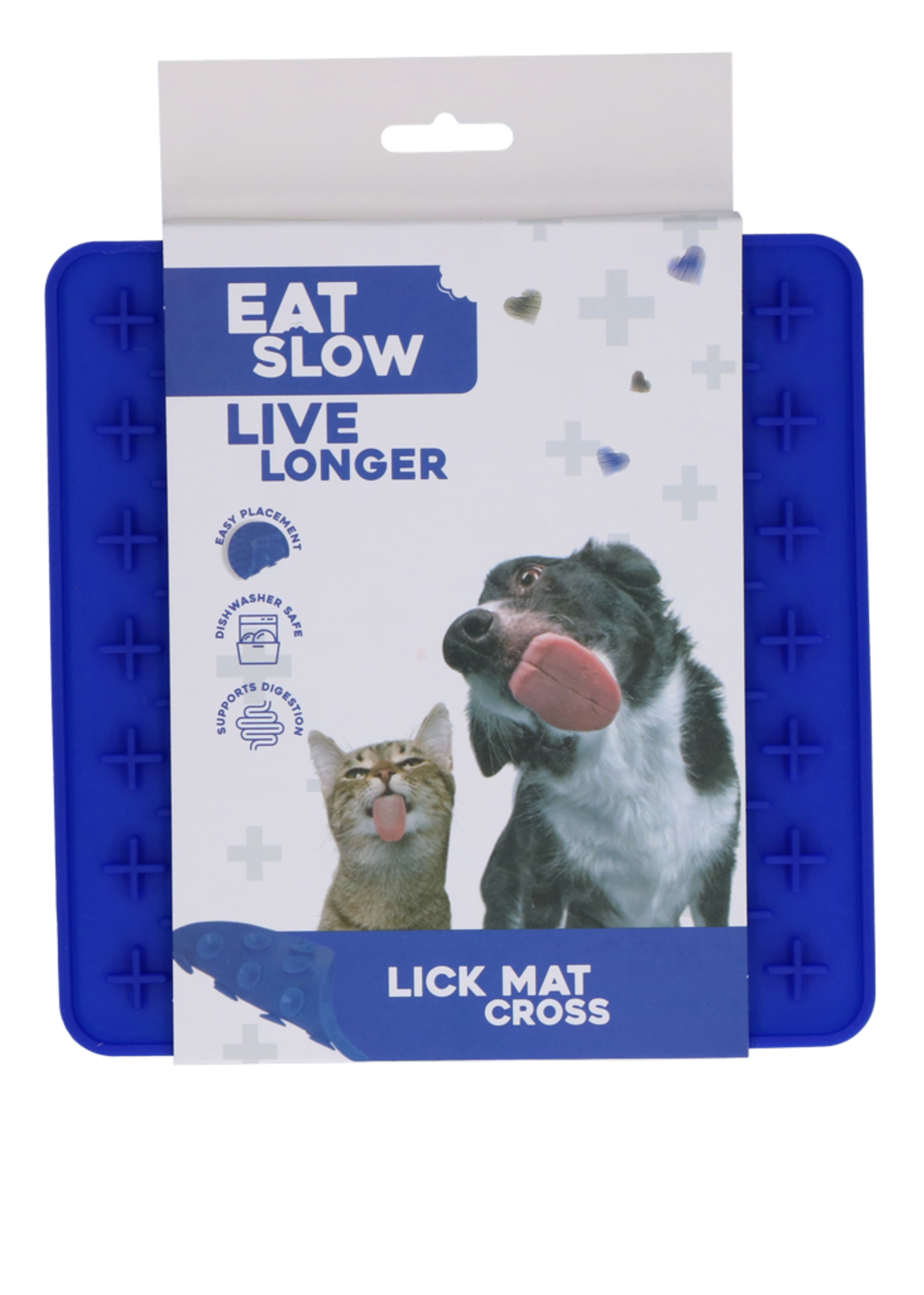 Eat Slow Live Longer Eat Slow Live Longer Lick Mat Cross Blauw