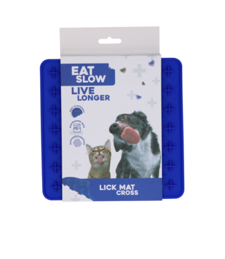 Eat Slow Live Longer Eat Slow Live Longer Lick Mat Cross Blauw