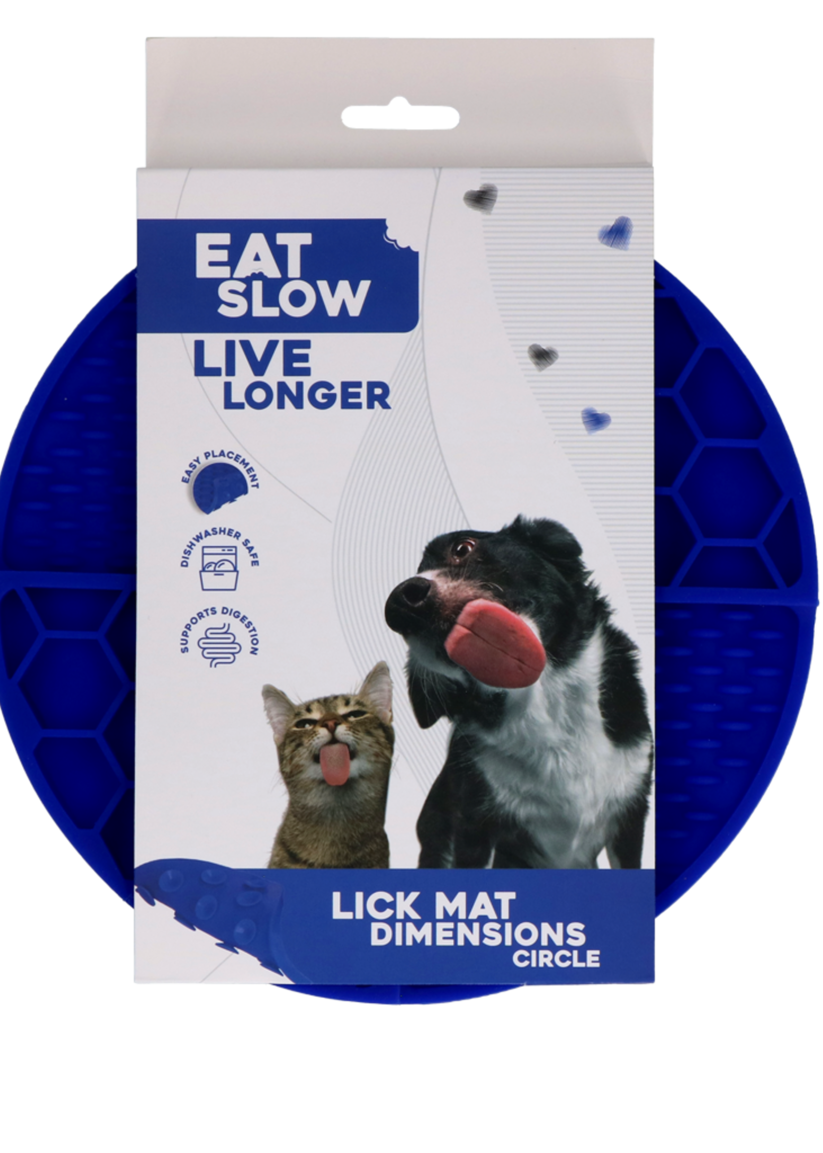 Eat Slow Live Longer Eat Slow Live Longer Lick Mat Dimensions Circle Blauw