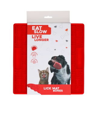 Eat Slow Live Longer Eat Slow Live Longer Lick Mat Bones Rood