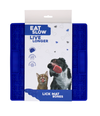 Eat Slow Live Longer Eat Slow Live Longer Lick Mat Bones Blauw