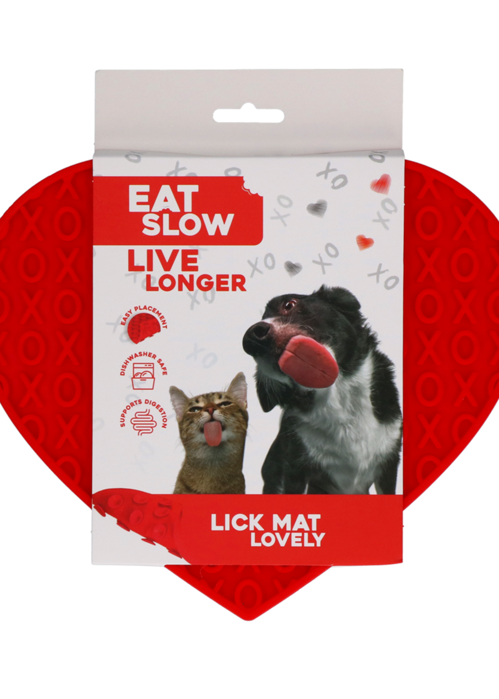 Eat Slow Live Longer Eat Slow Live Longer Lick Mat Lovely Heart Rood