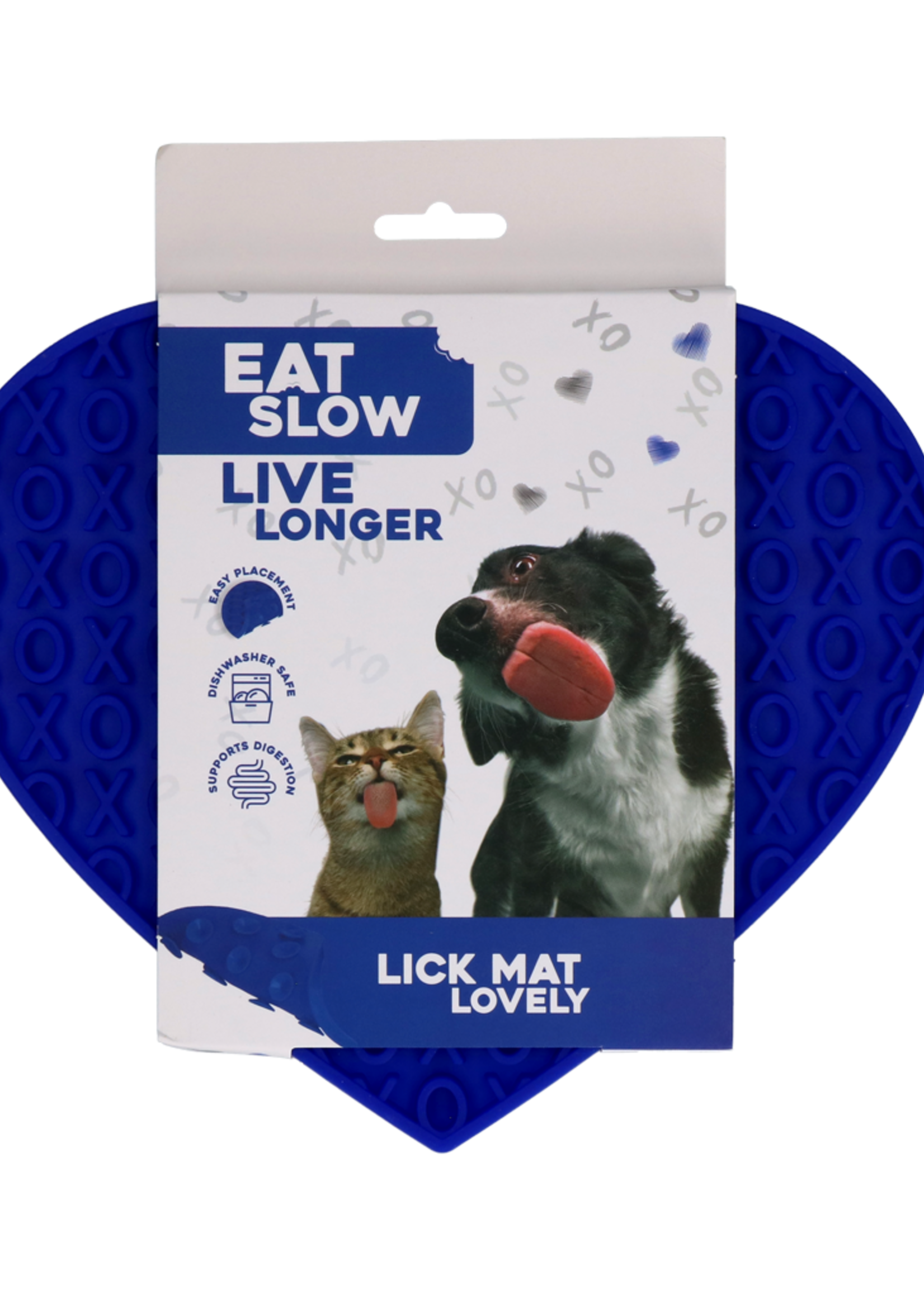 Eat Slow Live Longer Eat Slow Live Longer Lick Mat Lovely Heart Blauw