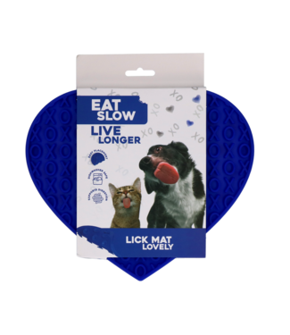 Eat Slow Live Longer Eat Slow Live Longer Lick Mat Lovely Heart Blauw