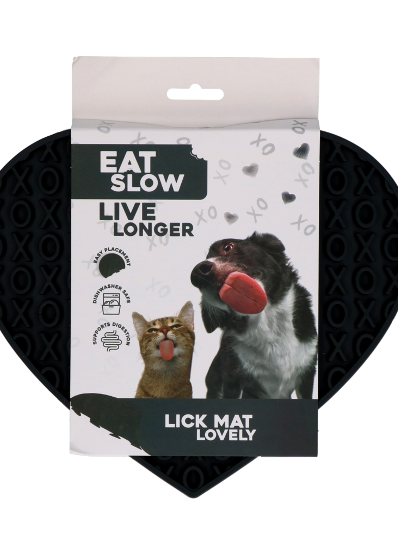 Eat Slow Live Longer Eat Slow Live Longer Lick Mat Lovely Heart Grijs