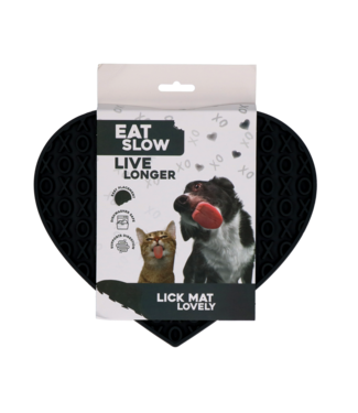Eat Slow Live Longer Eat Slow Live Longer Lick Mat Lovely Heart Grijs