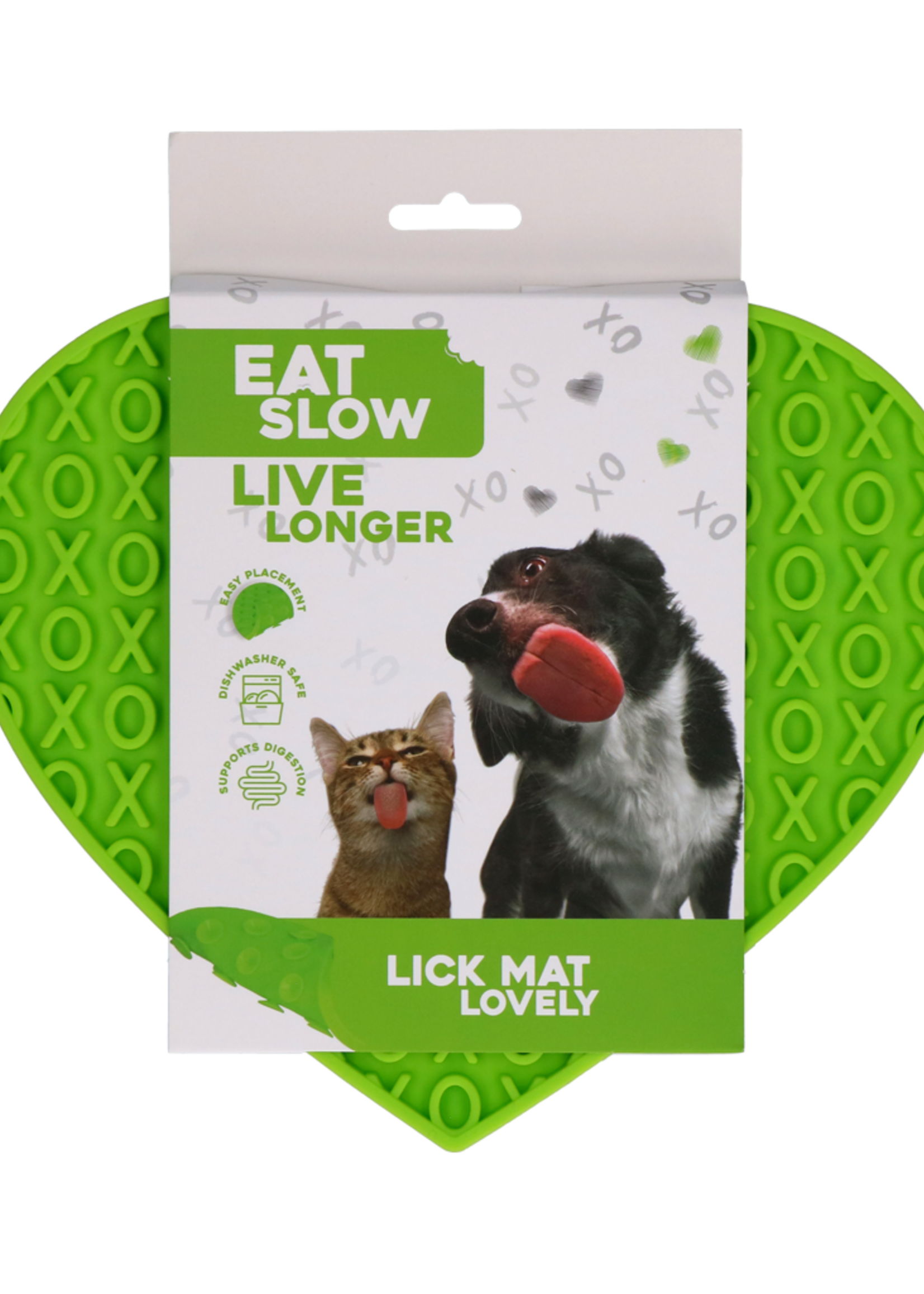 Eat Slow Live Longer Eat Slow Live Longer Lick Mat Lovely Heart Groen