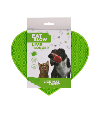 Eat Slow Live Longer Eat Slow Live Longer Lick Mat Lovely Heart Groen