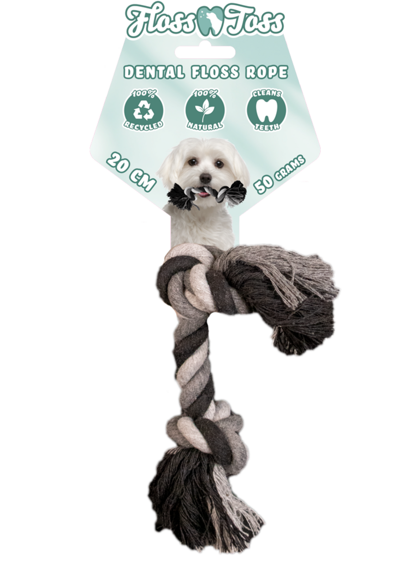 Floss Toss Natural Dental Ropes Floss Toss Dental Rope 2 Knot - 20 cm