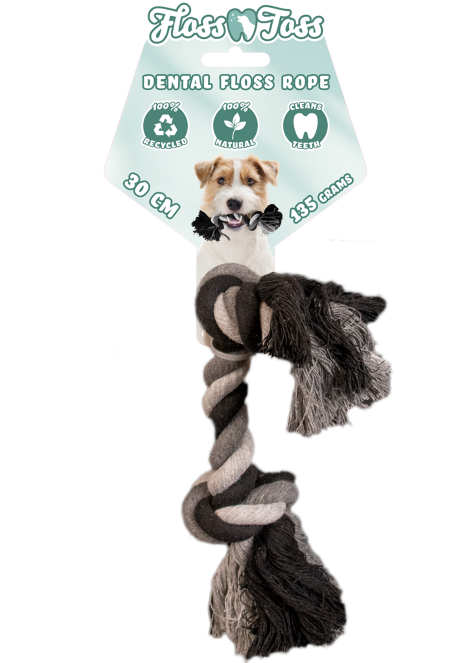 Floss Toss Natural Dental Ropes Floss Toss Dental Rope 2 Knot - 30 cm