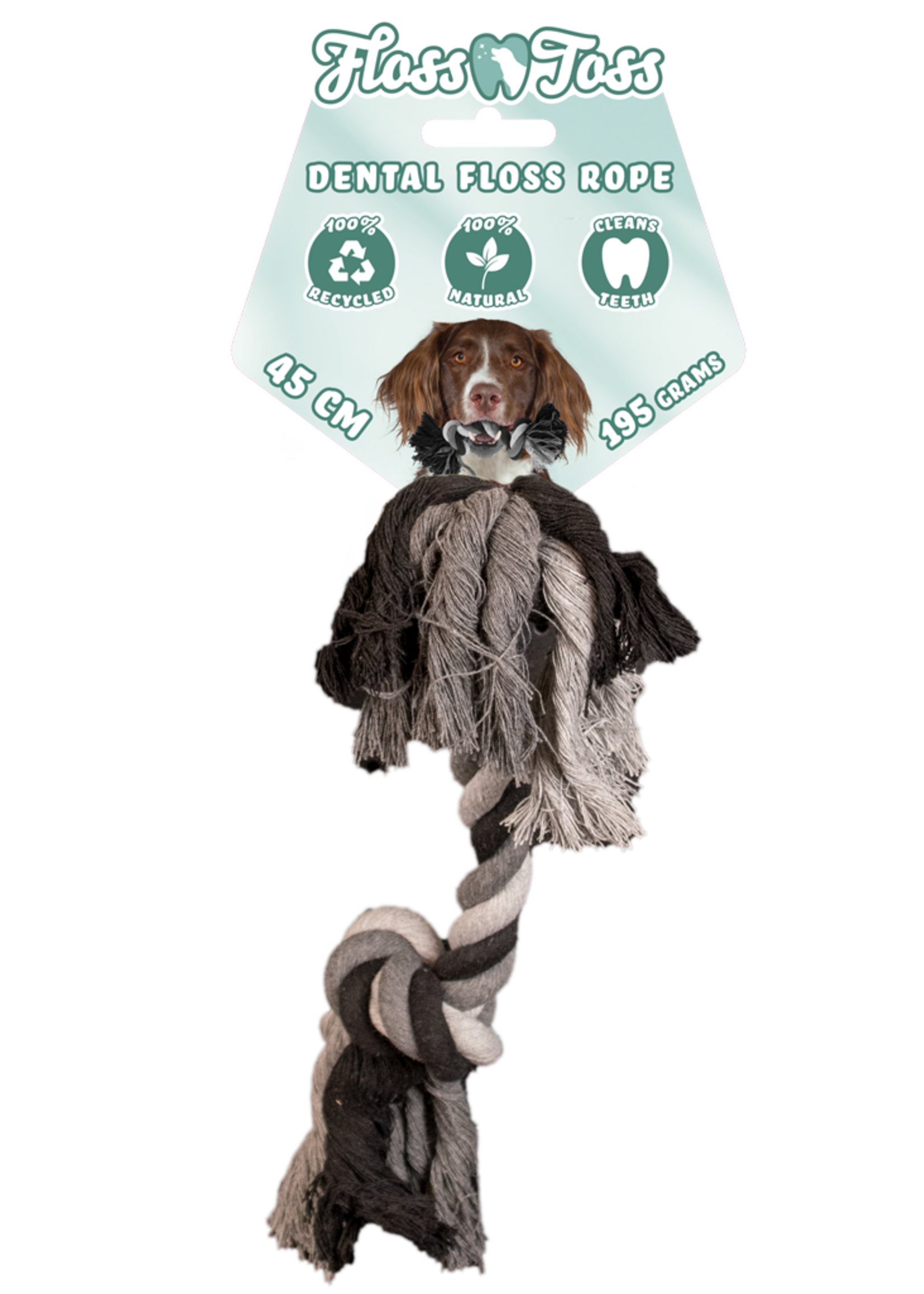 Floss Toss Natural Dental Ropes Floss Toss Dental Rope 2 Knot - 45 cm