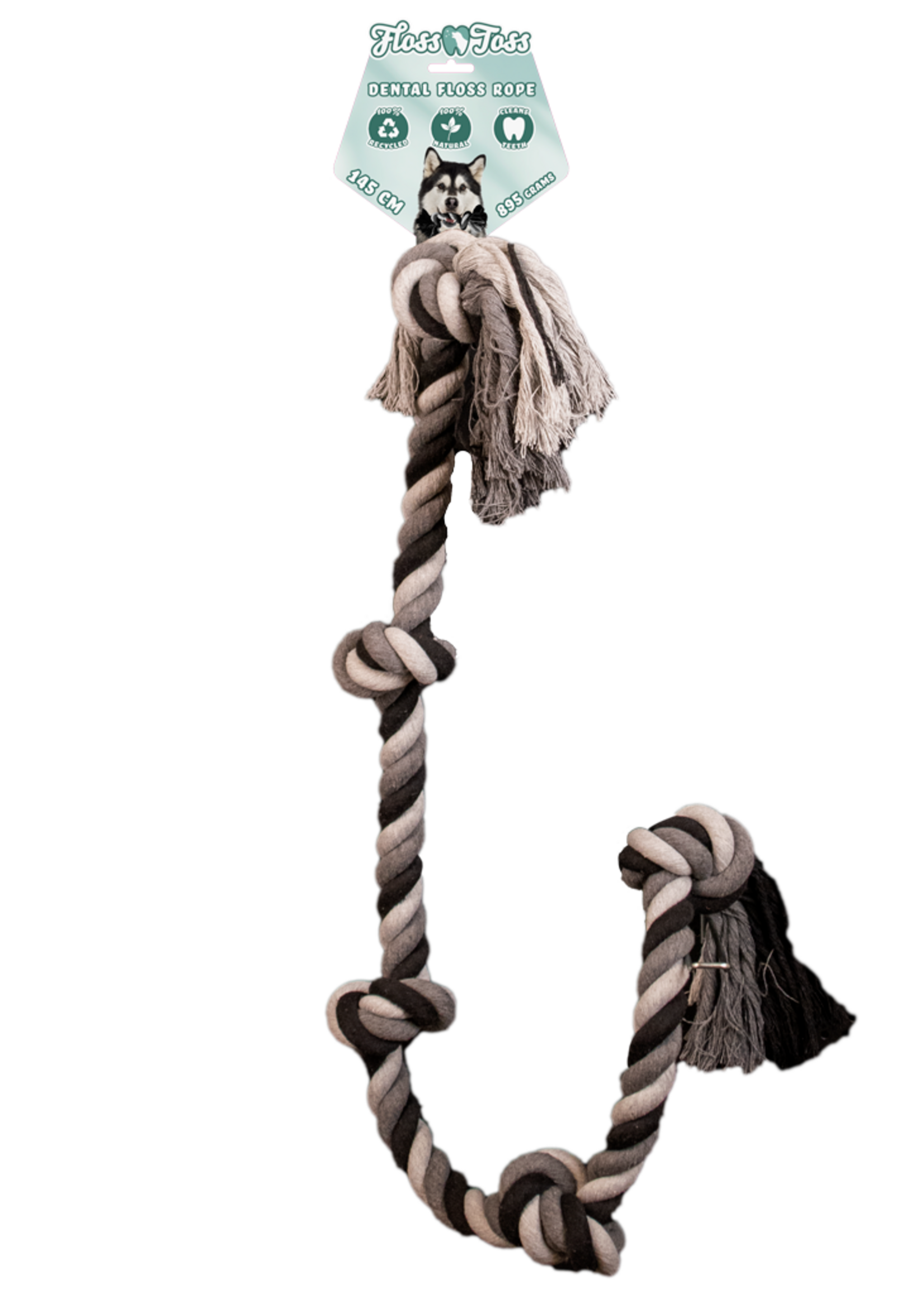 Floss Toss Natural Dental Ropes Floss Toss Dental Rope 5 Knot - 145 cm