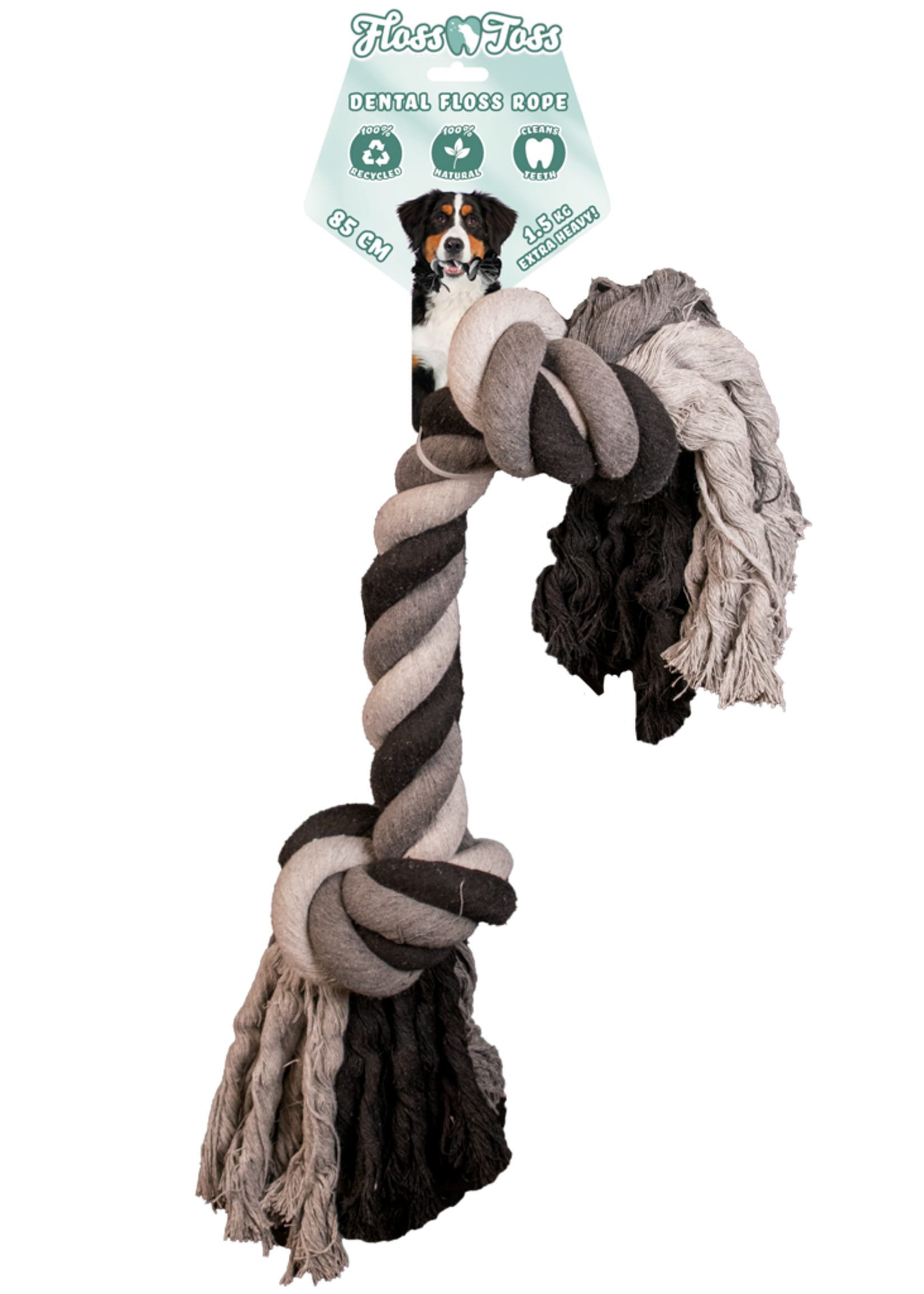 Floss Toss Natural Dental Ropes Floss Toss Dental Rope 2 Knot - 85 cm (1,5 kg)